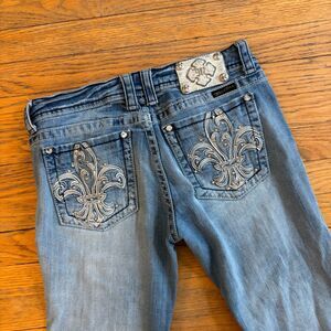 Miss Me Bootcut Jeans Women’s 30 Embellished Fleur De Lis Denim